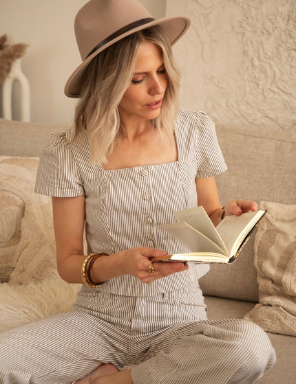 Aline Beige/Dark Brown - Blouse - ellemilla