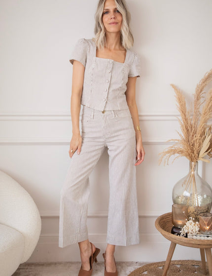 Aline Beige/Dark Brown - Blouse - ellemilla