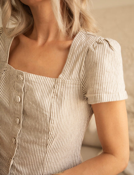 Aline Beige/Dark Brown - Blouse - ellemilla