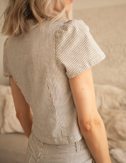 Aline Beige/Dark Brown - Blouse - ellemilla