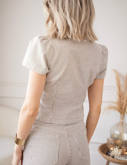 Aline Beige/Dark Brown - Blouse - ellemilla