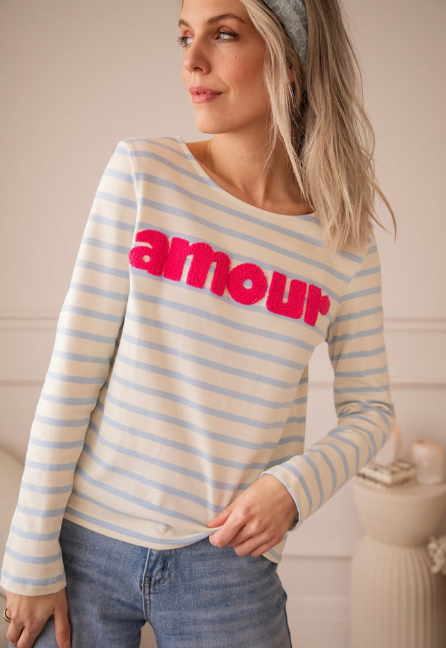 Amour Stripes Baby Blue/Fuchsia - Longsleeve - ellemilla