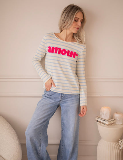 Amour Stripes Baby Blue/Fuchsia - Longsleeve - ellemilla