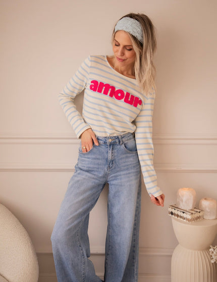 Amour Stripes Baby Blue/Fuchsia - Longsleeve - ellemilla