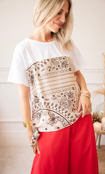 Bandana Base White/Beige - T-Shirt - ellemilla