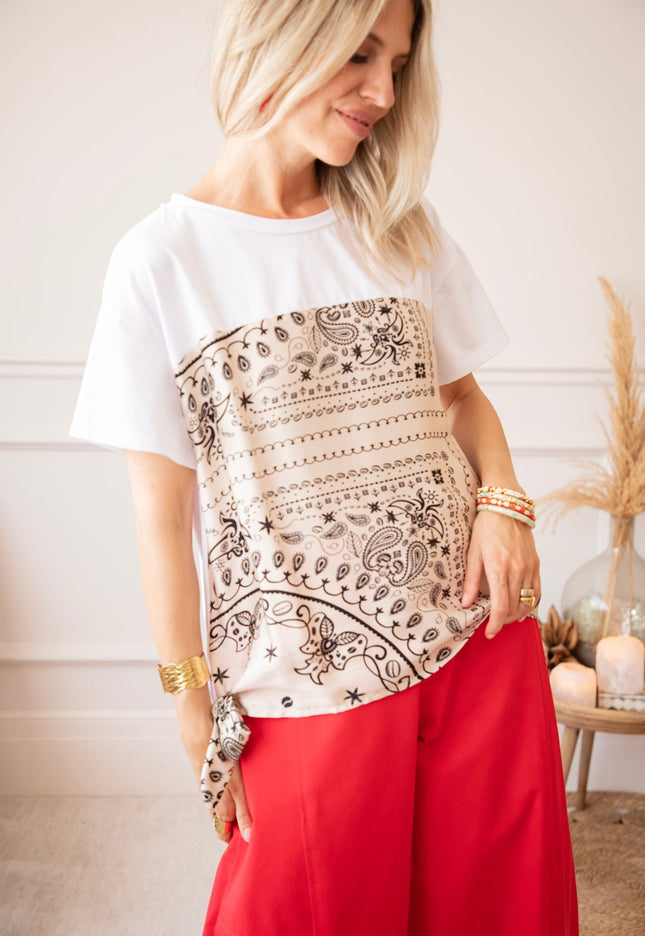 Bandana Base White/Beige - T-Shirt - ellemilla