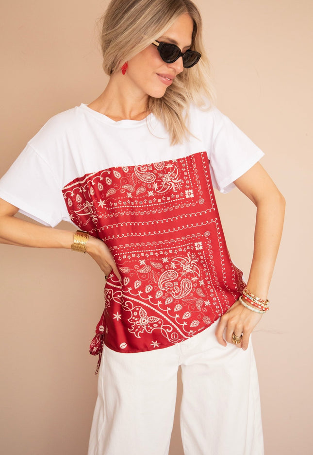 Bandana Base White/Bordeaux - T-Shirt - ellemilla