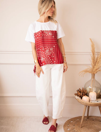 Bandana Base White/Bordeaux - T-Shirt - ellemilla