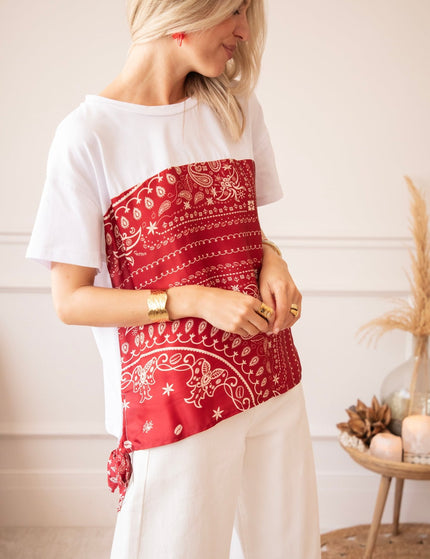 Bandana Base White/Bordeaux - T-Shirt - ellemilla