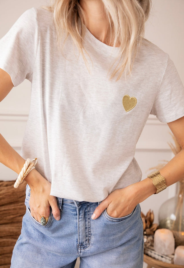 Beating Heart Grey/Gold - T-Shirt - ellemilla