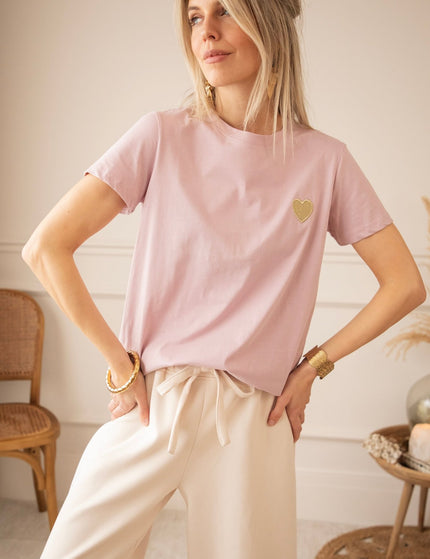 Beating Heart Mauve/Gold - T-Shirt - ellemilla