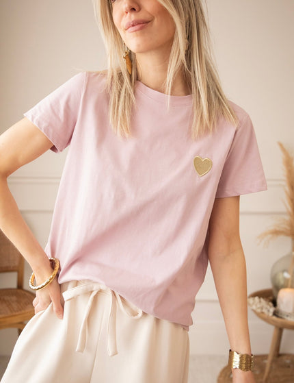 Beating Heart Mauve/Gold - T-Shirt - ellemilla
