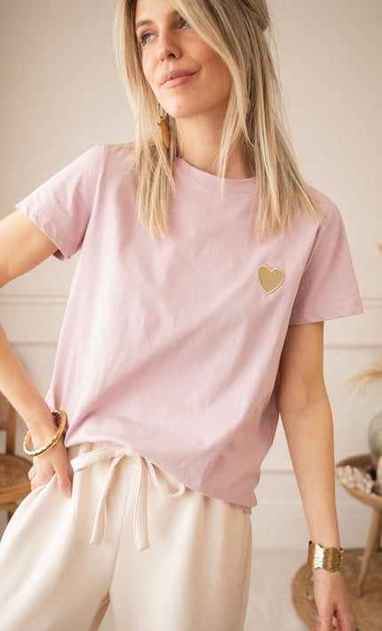 Beating Heart Mauve/Gold - T-Shirt - ellemilla
