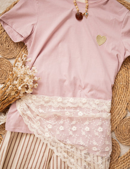 Beating Heart Mauve/Gold - T-Shirt - ellemilla