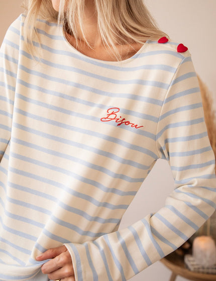 Beating Hearts & Bisou Beige/Baby Blue - Longsleeve - ellemilla