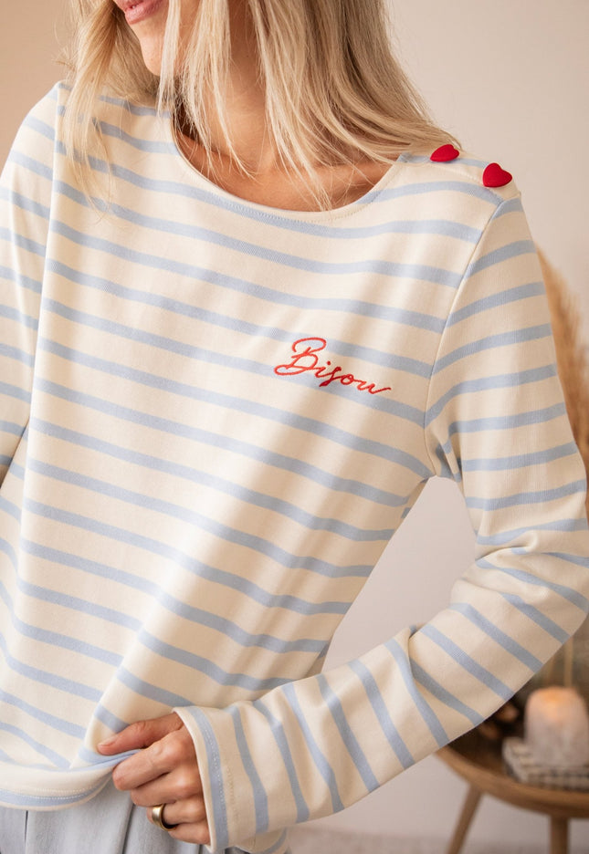 Beating Hearts & Bisou Beige/Baby Blue - Longsleeve - ellemilla