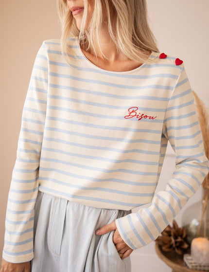 Beating Hearts & Bisou Beige/Baby Blue - Longsleeve - ellemilla