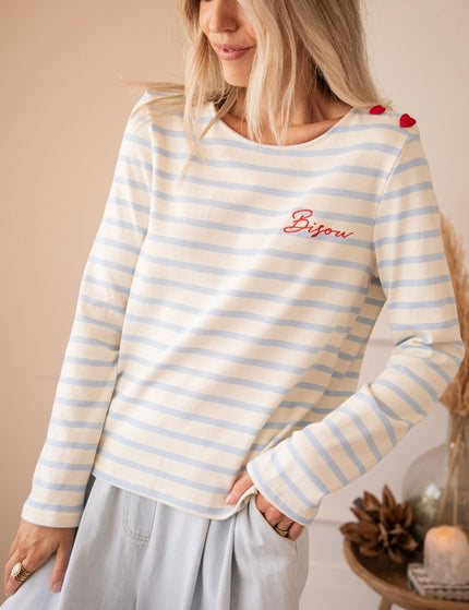 Beating Hearts & Bisou Beige/Baby Blue - Longsleeve - ellemilla