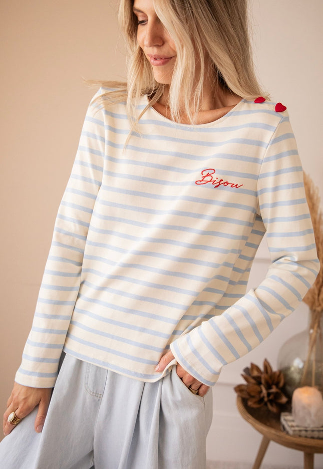 Beating Hearts & Bisou Beige/Baby Blue - Longsleeve - ellemilla