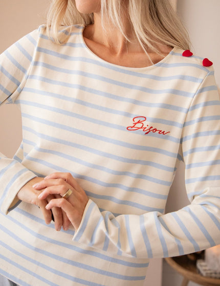 Beating Hearts & Bisou Beige/Baby Blue - Longsleeve - ellemilla
