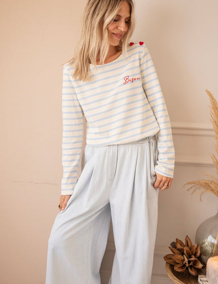 Beating Hearts & Bisou Beige/Baby Blue - Longsleeve - ellemilla