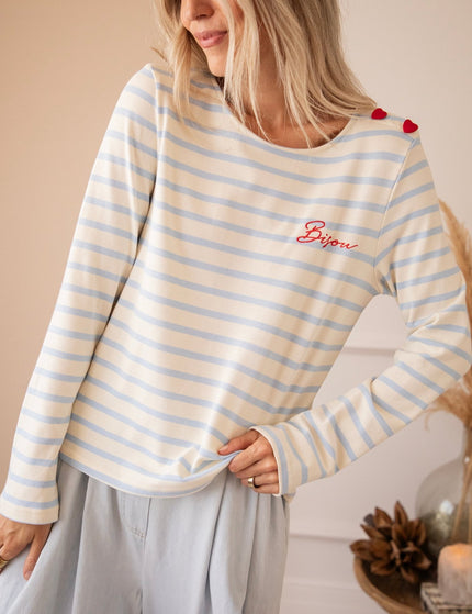 Beating Hearts & Bisou Beige/Baby Blue - Longsleeve - ellemilla