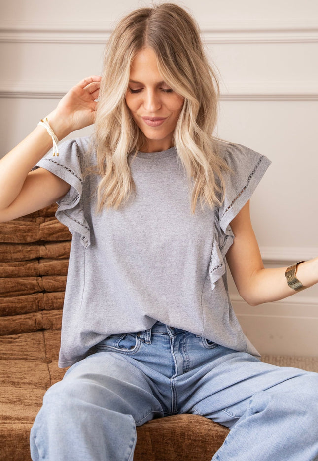 Beau Ruches Grey - T-Shirt - ellemilla