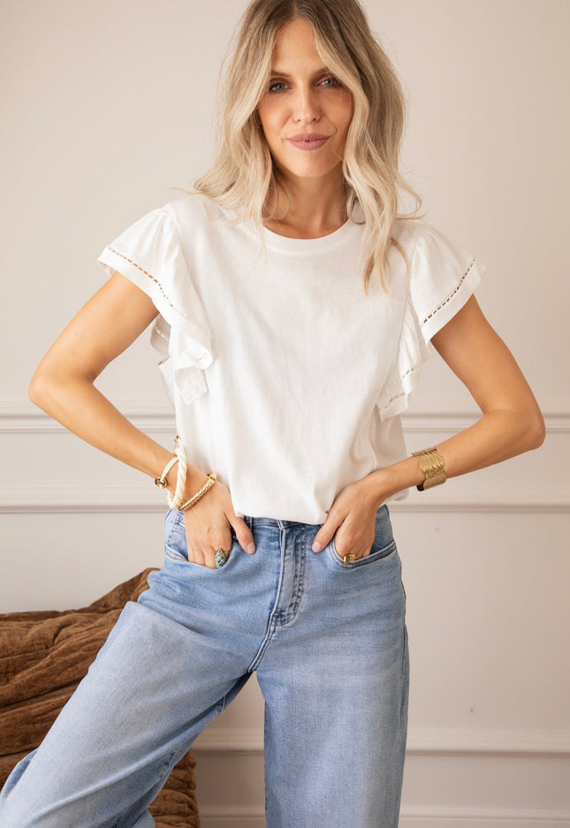 Beau Ruches White - T-Shirt - ellemilla