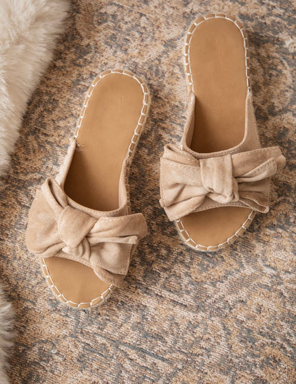 Belle Bow Café Au Lait - Slippers - ellemilla