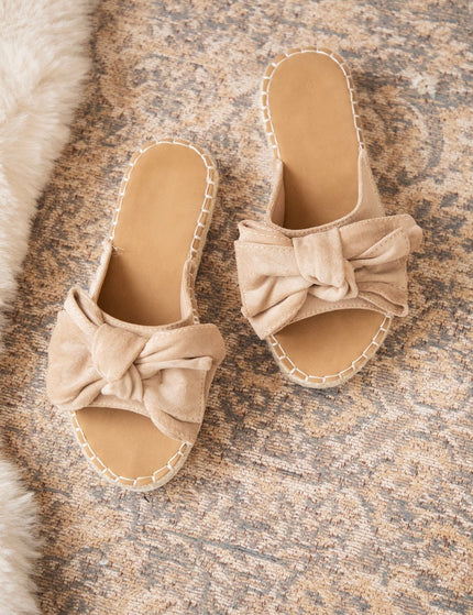 Belle Bow Café Au Lait - Slippers - ellemilla