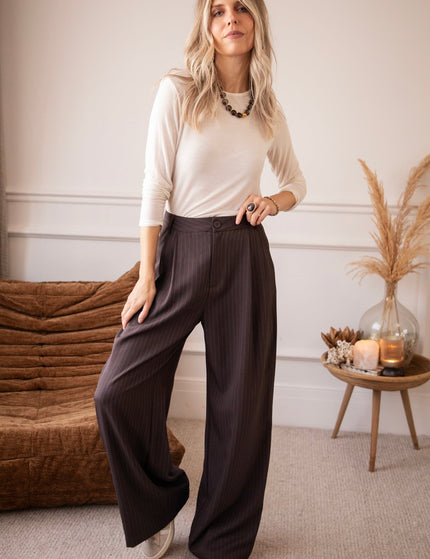 Between The Lines Dark Walnut - Broek - ellemilla