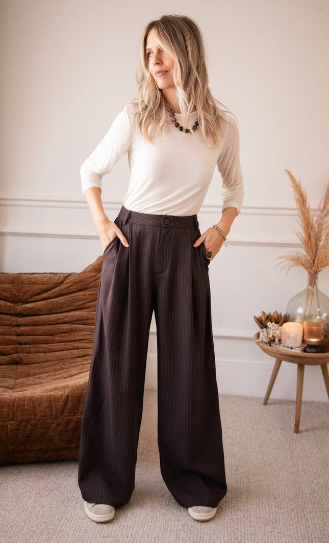 Between The Lines Dark Walnut - Broek - ellemilla