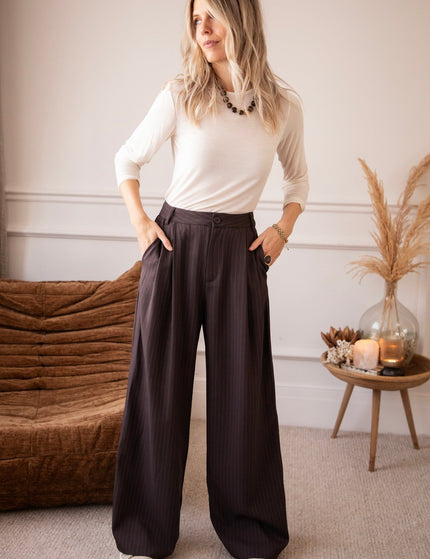 Between The Lines Dark Walnut - Broek - ellemilla