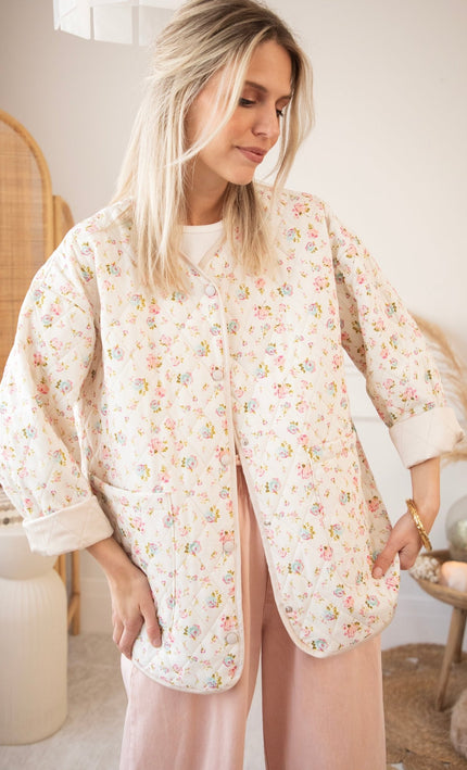 Blooming Quilt Beige/Pink - Jacket - ellemilla