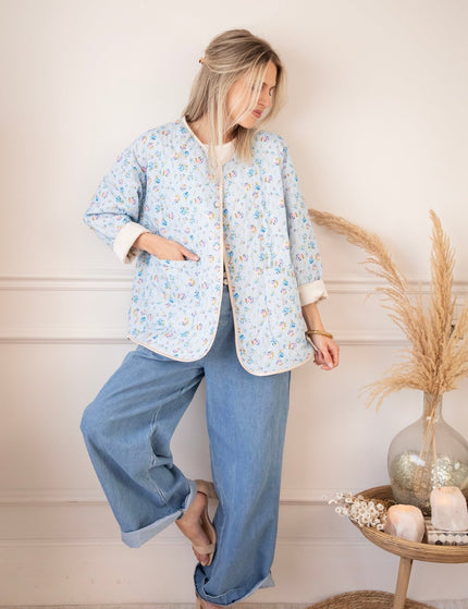 Blooming Quilt Soft Blue/Pink - Jacket - ellemilla