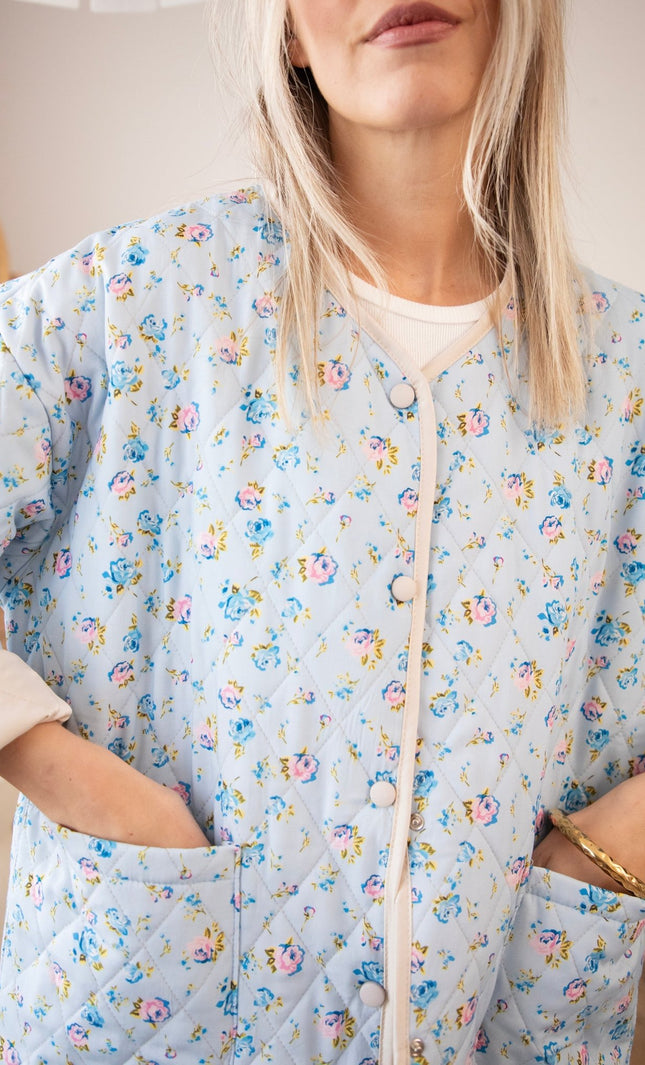 Blooming Quilt Soft Blue/Pink - Jacket - ellemilla