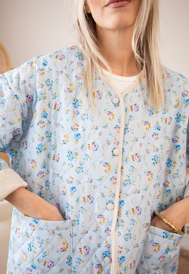 Blooming Quilt Soft Blue/Pink - Jacket - ellemilla
