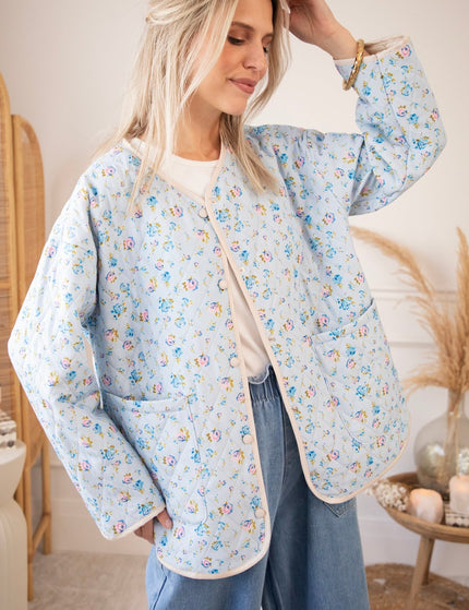 Blooming Quilt Soft Blue/Pink - Jacket - ellemilla