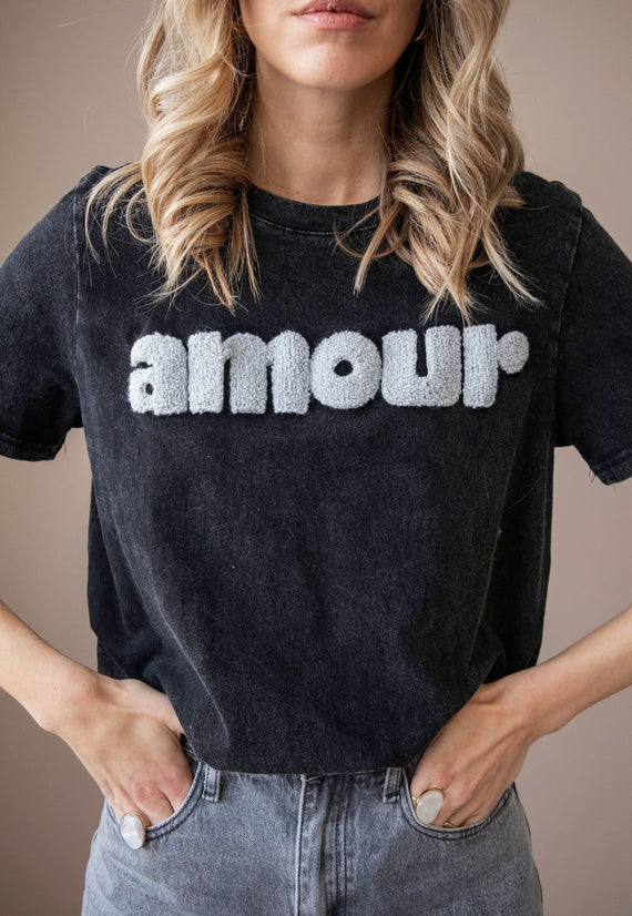 Bonjour Mon Amour Dark Grey - T-Shirt - ellemilla