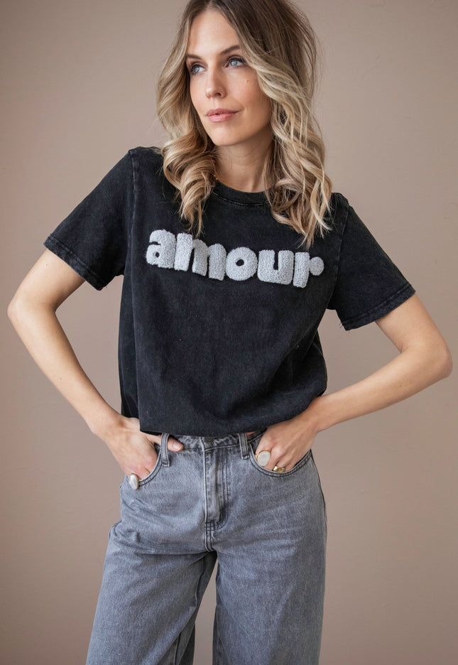 Bonjour Mon Amour Dark Grey - T-Shirt - ellemilla