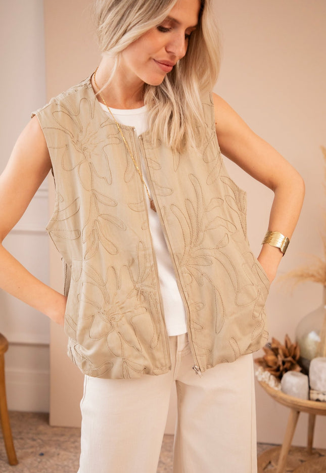 Botanic Path Light Kaki - Jacket/vest - ellemilla