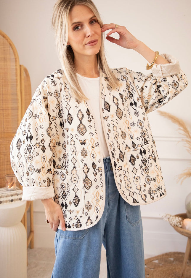 Botanical Quilt Beige/Black - Jacket - ellemilla