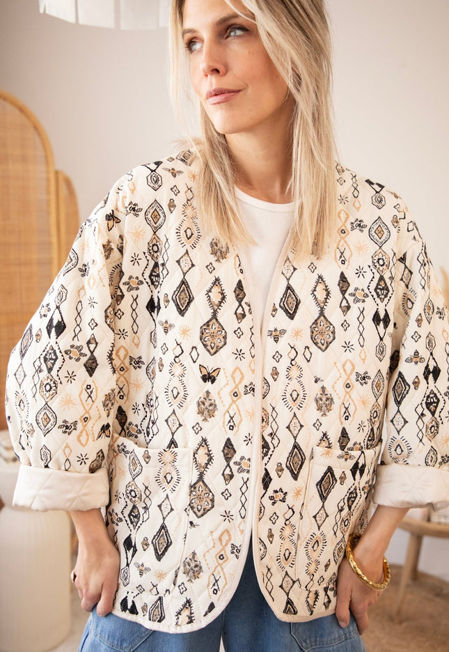 Botanical Quilt Beige/Black - Jacket - ellemilla