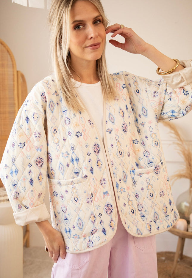 Botanical Quilt Beige/Blue - Jacket - ellemilla