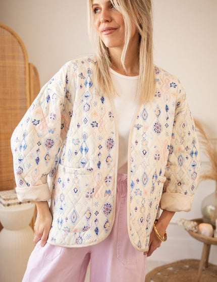 Botanical Quilt Beige/Blue - Jacket - ellemilla