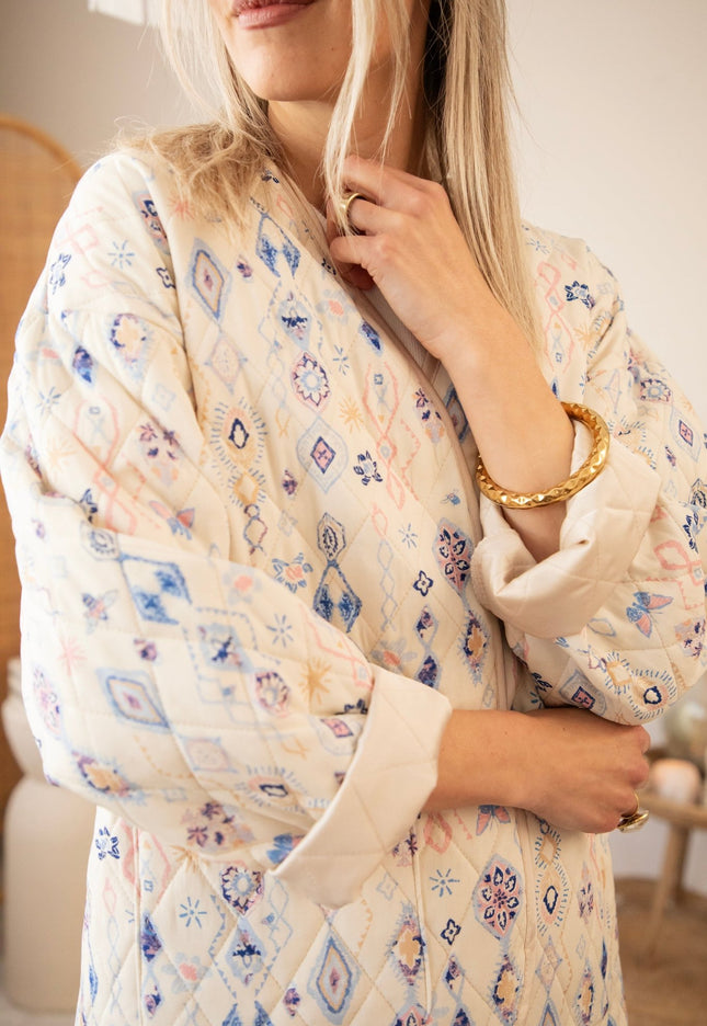 Botanical Quilt Beige/Blue - Jacket - ellemilla