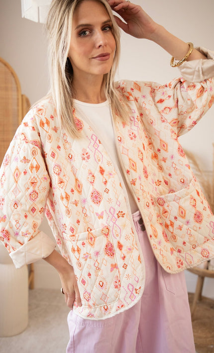 Botanical Quilt Beige/Pink - Jacket - ellemilla