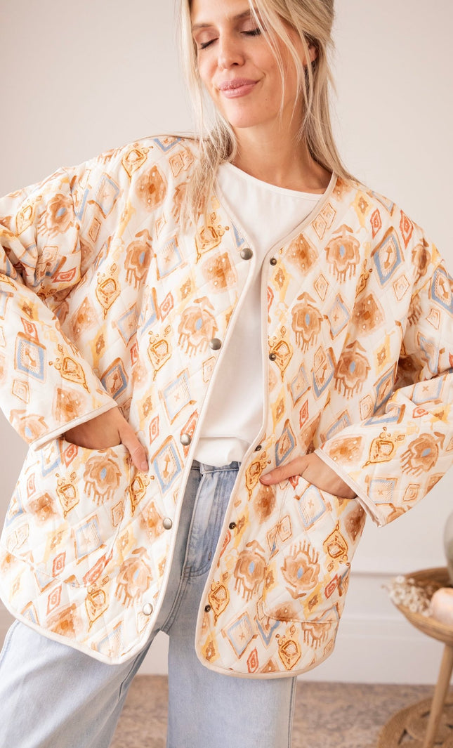 Botanical Quilt Blue/Butter Yellow - Jacket - ellemilla