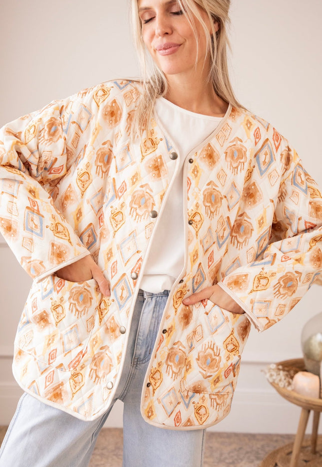 Botanical Quilt Blue/Butter Yellow - Jacket - ellemilla
