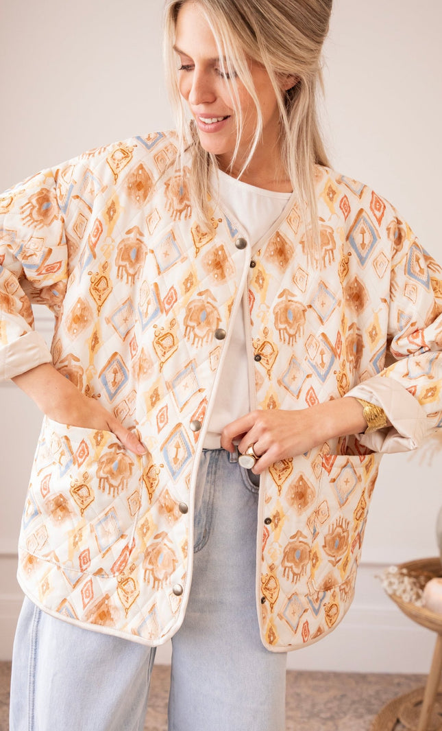 Botanical Quilt Blue/Butter Yellow - Jacket - ellemilla